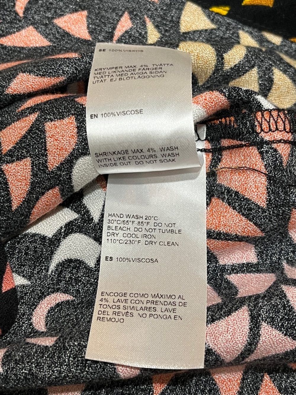 Marimekko Black Dress with Orange and Pink Abstract Print - Picture 12 of 12